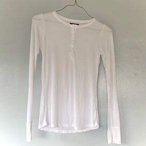 Vance Long Sleeve Henley in White | Michael Lauren | S